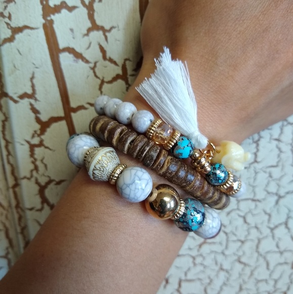 New Boho 3 layer Bracelet with Elephant Charm - Picture 3 of 3